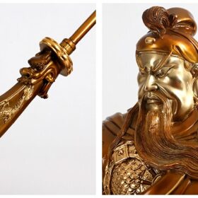 Copper Home Decorations Guan Gong Statue Handicraft Equipment Ornaments Office Lobby God of War and Wealth Ornaments 5