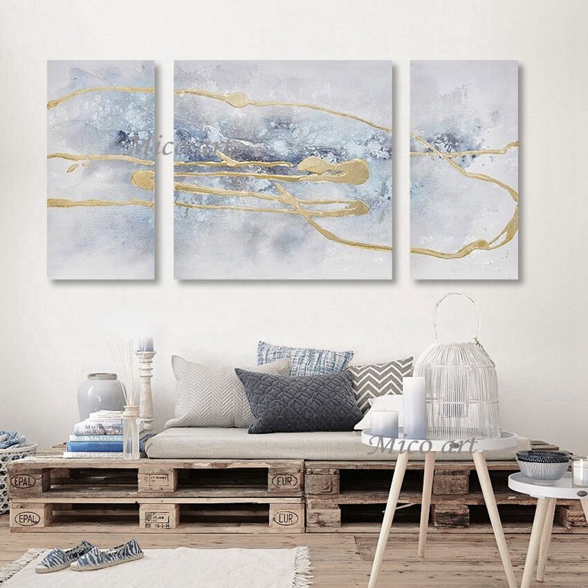 Art Idea Wall Picture Modern Gold Foil Line Abstract Texture Oil Painting For Canvas Unframed Latest Office Decor Showpiece 2