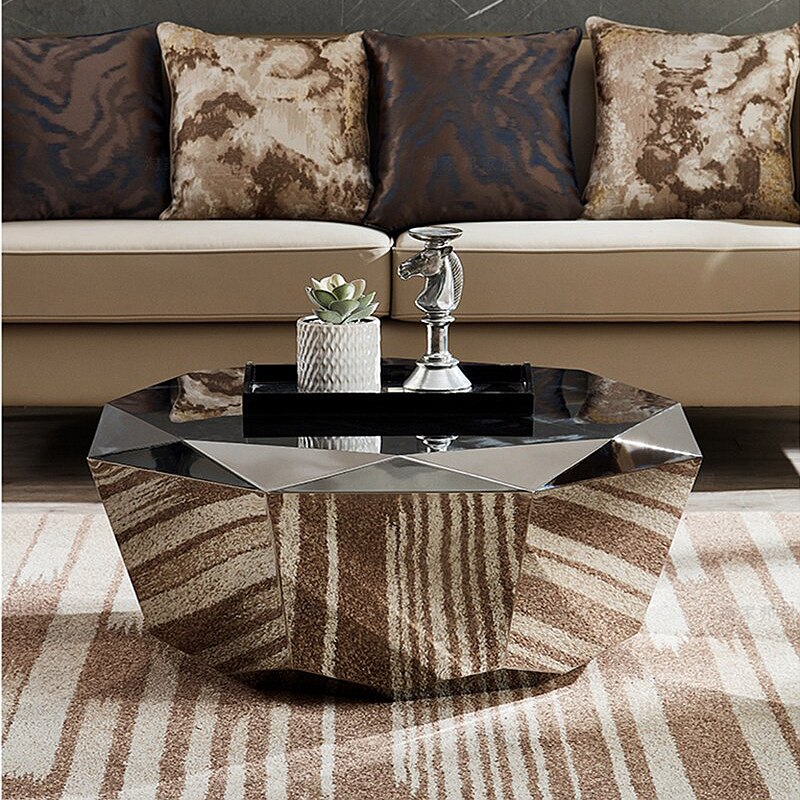 New Style Diamond Shape Coffee Table Personalized Creative Stainless Steel Coffee Table Postmodern Tea Table 4