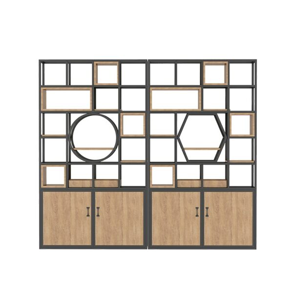 Modern stainless steel bookshelf floor-to-ceiling office partition bookcase creative shelf light luxury Nordic display rack 5