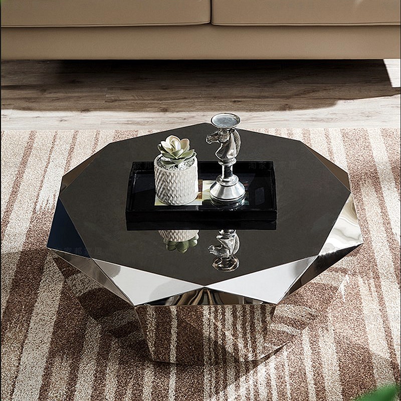 New Style Diamond Shape Coffee Table Personalized Creative Stainless Steel Coffee Table Postmodern Tea Table 2