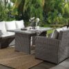 Furniture Tahan4Pc Patio Set in Fabric & 2-Tone Gray Wicker 45070