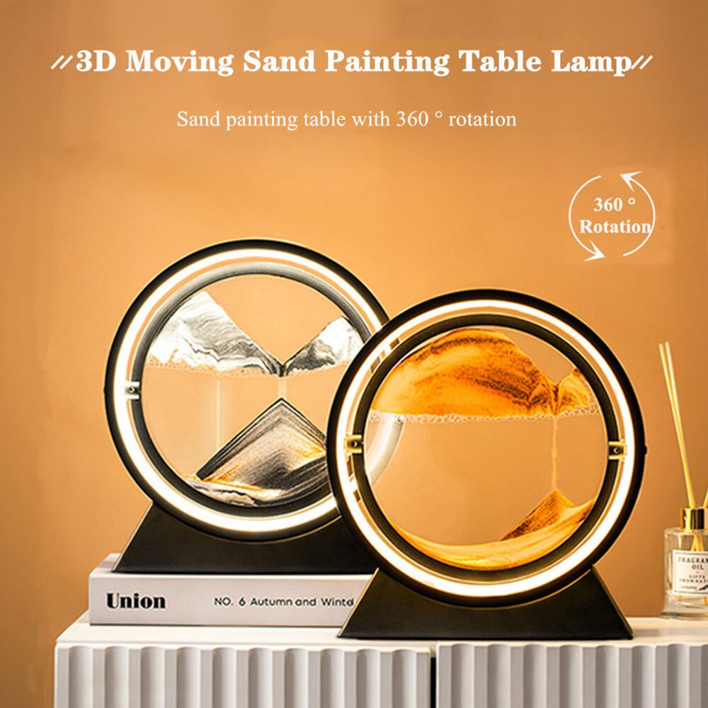 LED Moving Sand Art Hourglass Decor Decorations Hourglass 3D Quicksand Decompression Landscape Sand Home Living Room Decoration 4