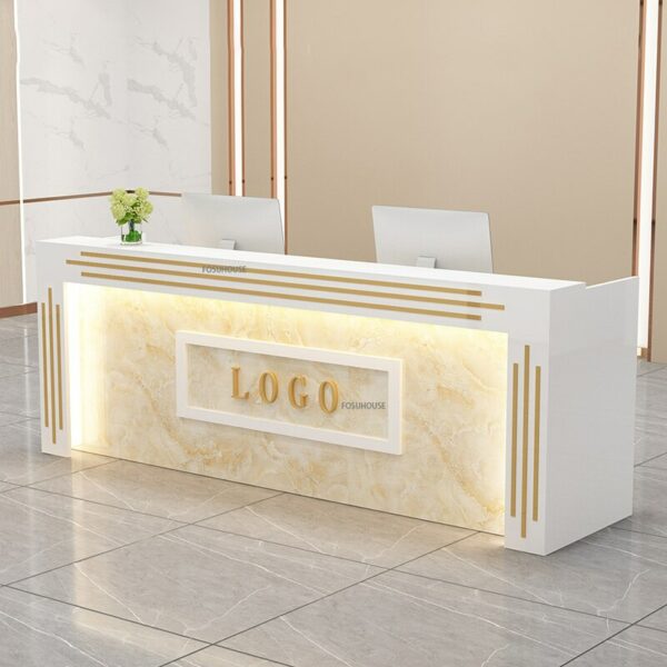 Light Luxury Company Front Desk Modern Reception Desk Multifunctional Furniture Beauty Salon Clothing Store Counter Cash Counter 6