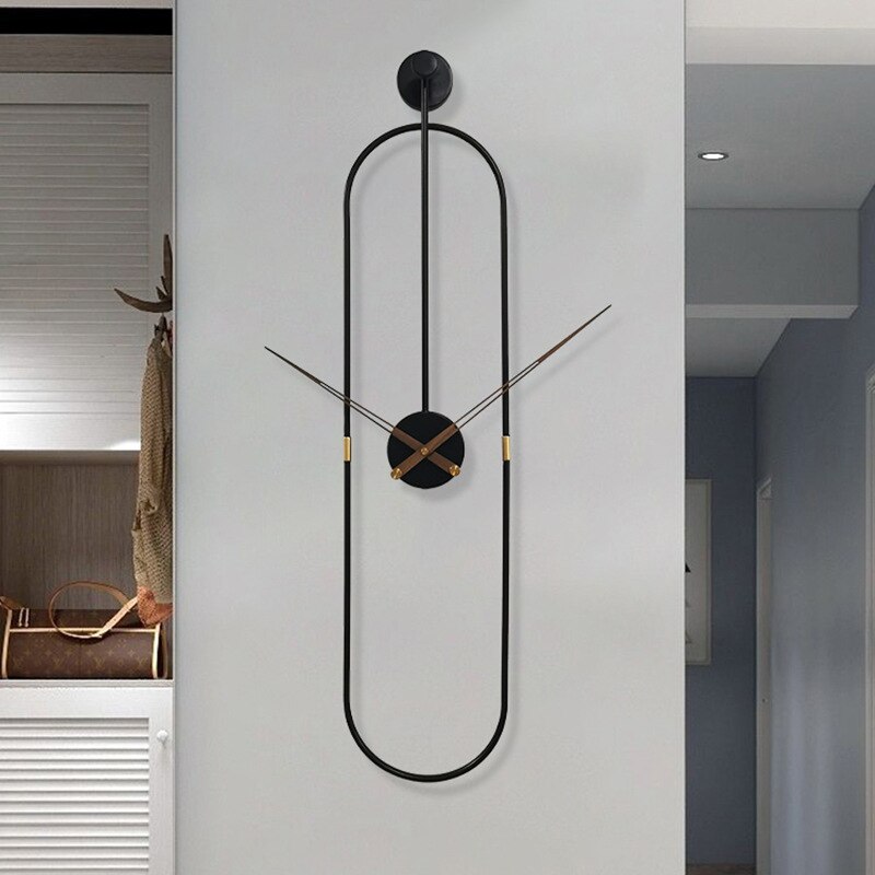 2022 New Arrivals Modern Art Wall Clock Home Living Room Decor Watch Clock Simple Oval Metal Wall Clock Mute Wall Clocks 2