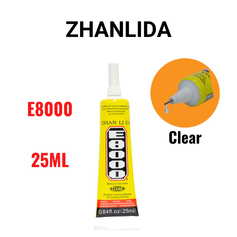 70PCS Zhanlida E8000 25ML Clear Contact LCD Frame Repair Adhesive Multipurpose DIY Ceramic Glue With Precision Applicator Tip 2