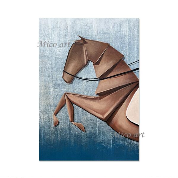 Abstract Frameless Canvas Painting Wall Art Picture 3d Horse Painting Pure Handmade Acrylic Brown Design Artwork Office Decor 6