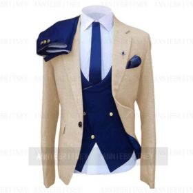 Fashion Wedding Suit For Men Gray Coat Blue Vest Pant Custom Made Plus Size Man Formal Tuxedo trajes de hombre costume homme 턱시도 3