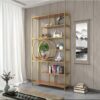 Office partition Nordic bookshelf floor metal gold shelf decoration creative light luxury floor multi-layer 1