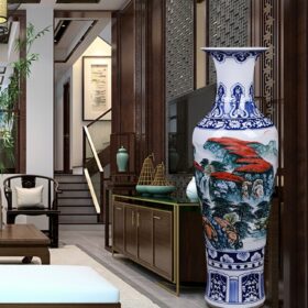 Hand Painted Fake Antique Blue and White Landscape Floor Vase Jingdezhen Ceramics Living Room New House Hotel Decoration 4