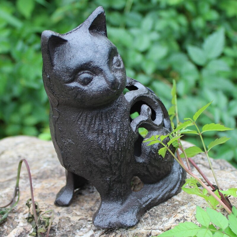 European-style Creative Retro Nostalgic Cast Iron Crafts Wrought Iron Hollow Cat Shape Ornaments Home Garden Decorations 2