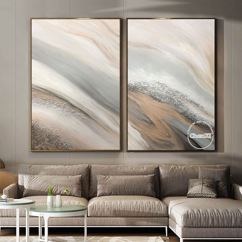 Abstract Design 2PCS Oil Painting Unframed Canvas Bedroom Wall Art Showpieces Picture For Office Room Decoration Free Shipping 6