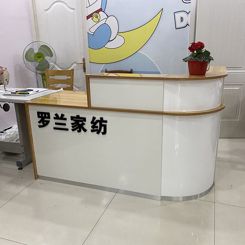 Company Reception Desks Nordic Office Furniture Clothing Store Cashier Counter Corner Bar Counter Simple Modern Commercial Table 6