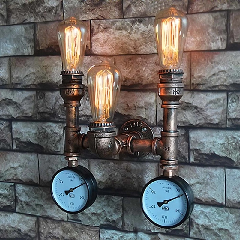 Loft Industrial LED Wall Light Iron Rust Water Pipe Retro Wall Lamp Vintage E27 Sconce Lights Home indoor Lighting Fixtures 6