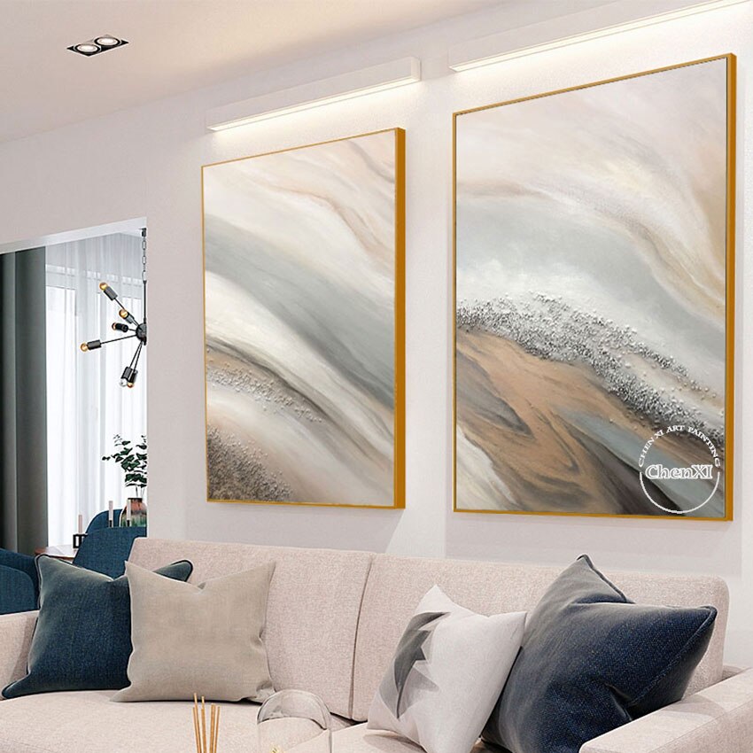 Abstract Design 2PCS Oil Painting Unframed Canvas Bedroom Wall Art Showpieces Picture For Office Room Decoration Free Shipping 2