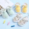 DHL 200pair Summer Newborn Cotton Baby Girl Hollow Printed Soft-Soled Sandals Princess Baby Shoes 1