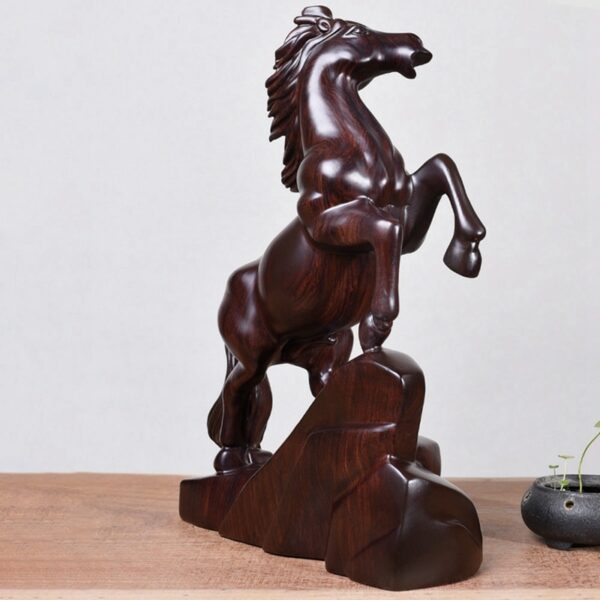 Modern Art Whole Wood Sculpture Solid Wood Horse To Success Statue Home Office Bar Decoration Animal Statue 4