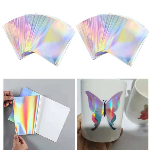 50 Pieces A4 Size Printing Paper Adhesive Holographic Dries Quickly Sticker Paper for Shop Office Home Inkjet Printer 6