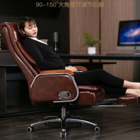 Leather computer chair household office chair office stool long sitting chair solid wood boss chair lying massage 3