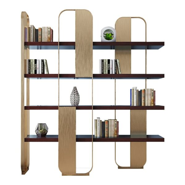 Light luxury bookshelf modern living room floor display rack simple stainless steel Bogu rack Italian creative rack 5