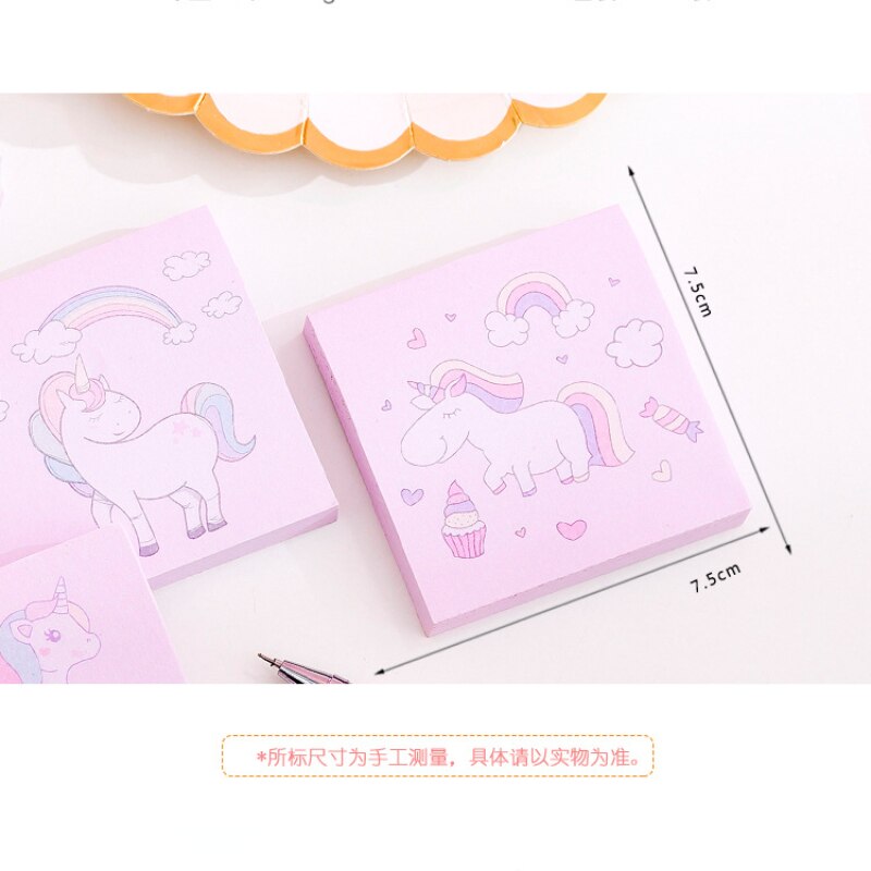 10 Pcs Note Book+4 pcs gel ink pens Girl Heart Unicorn Sticky Notes 3x3 Inches Self-Stick Pads, Easy To Post for Home Office 6