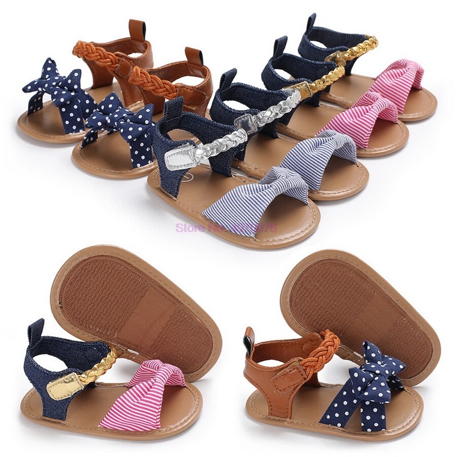 DHL 100pair Summer Baby Shoes Soft Sole Plaid Anti-slip Flower Pattern Crib Shoes Canvas First Walkers 1