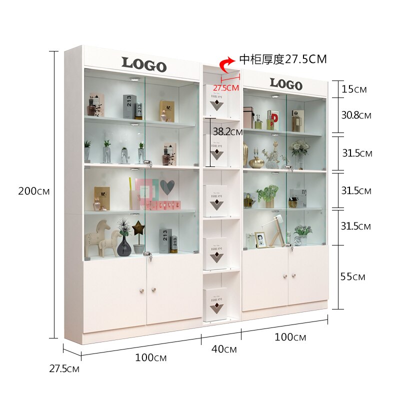 Customized Glass Cabinet with Lock Training Class Gift Display Cabinet Sample Showcase Jewelry Showcase Desk Bookshelf 5