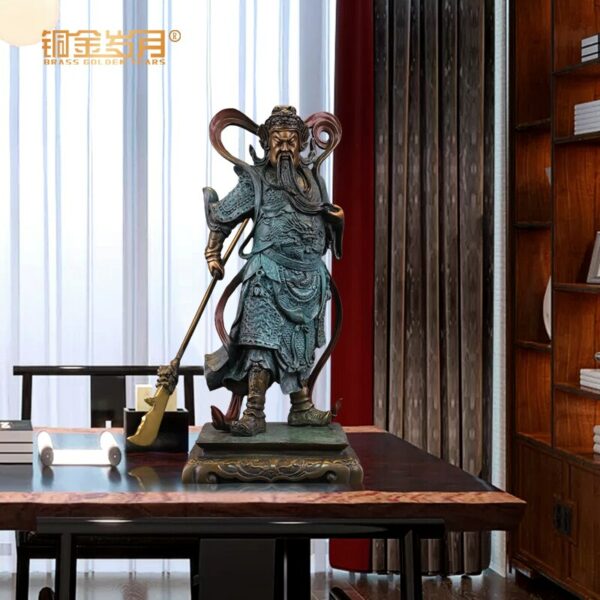 Brass Big Guan Gong Decoration Crafts Hallway Living Room Bedroom Decoration Home Ornament Bronze Statue Copper Ware 2