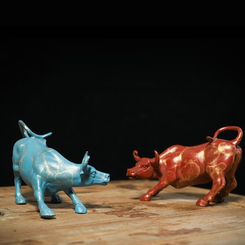 Bronze cattle Copper ox ornaments hand-made metal home furnishing living room fortune recruiting tea set accessories 1