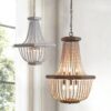 Wood Chandelier for Living Room Bedroom Castle Retro Polygon Pendant Lamp Distressed Bead Decoration Factory Hanging Lamp 1