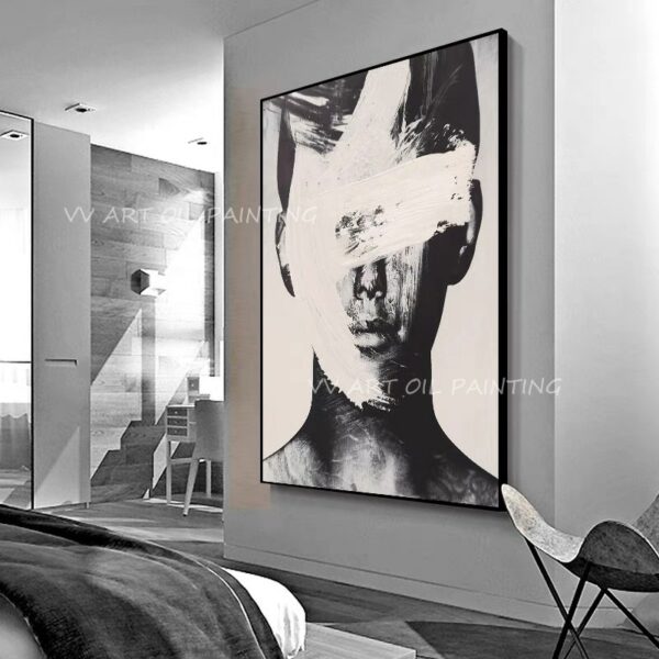 100% Handmade Abstract Men Face Portrait Oil Painting Large Size Wall Art Modern Office Wall Canvas Home Decoration Gift 3