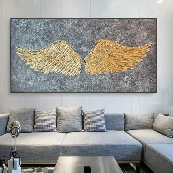 Angel Wings Handmade Gold Oil Paintings On Canvas China Large Contemporary Wall Art Picture Office Unframe Home Decoration 1