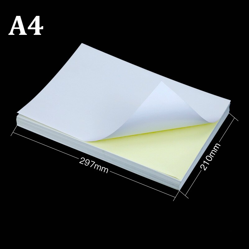 100pcs A4 Printing Paper Laser Inkjet Printer Blank Adhesive Craft Paper Sticker Label Matte Surface Paper Sheet Glossy Office 2