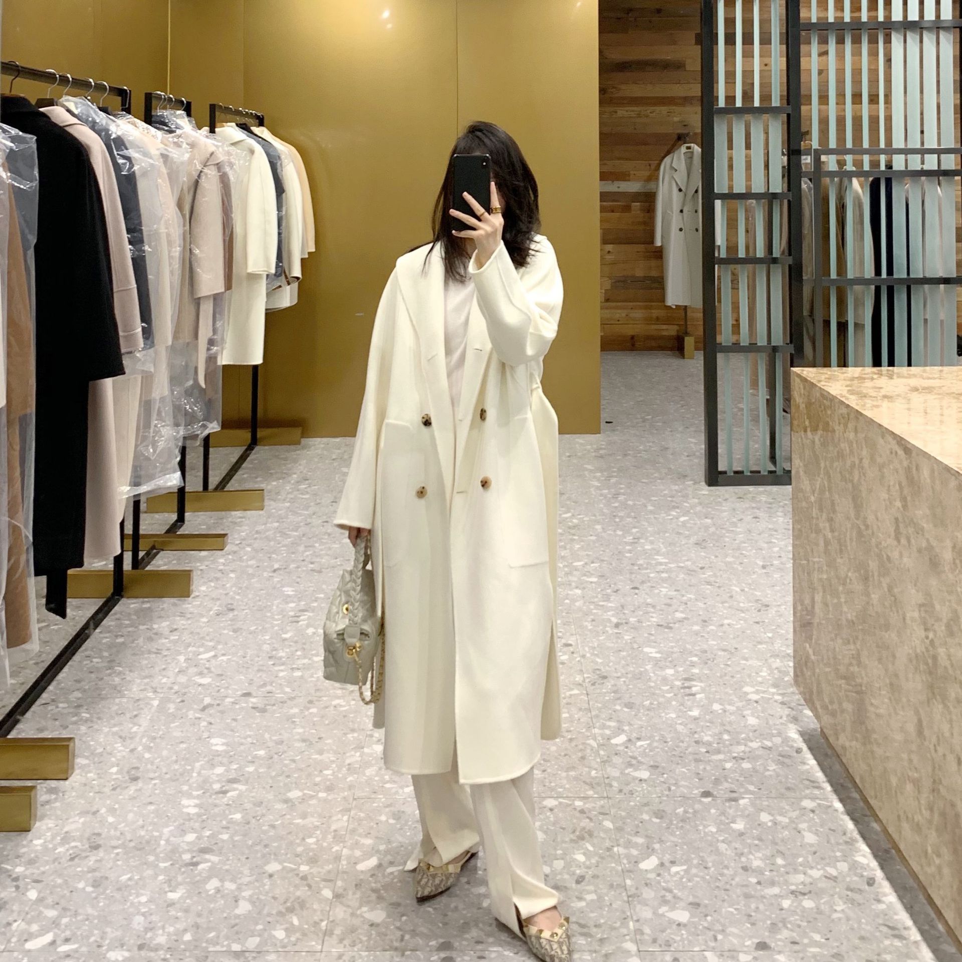 2022 newest Double-Sided Cashmere Coat Belt Double-Breasted High-Grade Wool Coat Women's Long Double-Faced Wool Goods for women 4