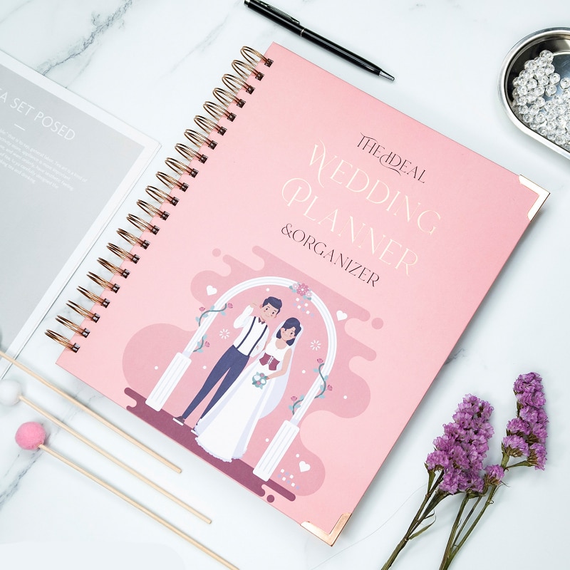 A4 Wedding Planning Book Pink Cartoon Thick Coil Hardcover Binder Notebook Complete Engagement Couple Love Witness Diary 1