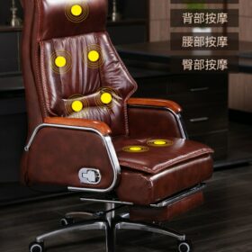 Leather computer chair household office chair office stool long sitting chair solid wood boss chair lying massage 4