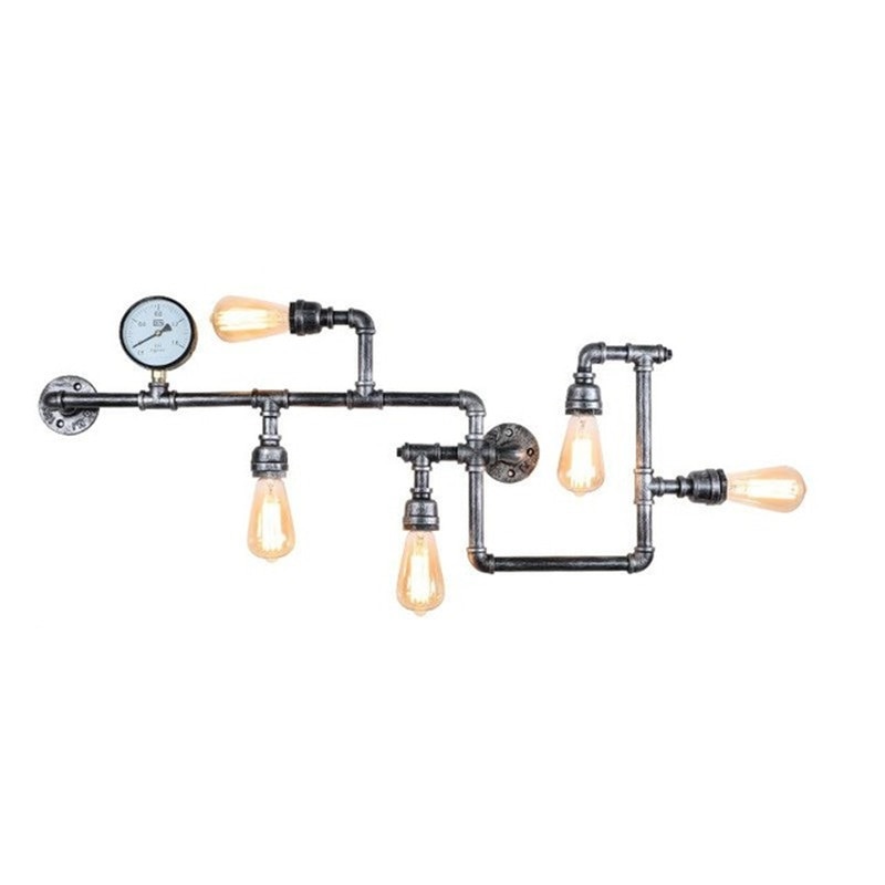 Loft Industrial LED Wall Light Iron Rust Water Pipe Retro Wall Lamp Vintage E27 Sconce Lights Home indoor Lighting Fixtures 1
