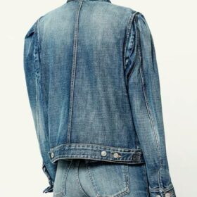 Women Retro Blue Straight Denim Jacket Female Turn-down Collar Long Sleeve Casual Coat with Pocket Single Breasted Cardigan 3