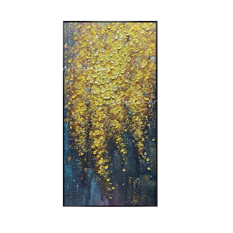 100% Hand Painted Large size modern picture beautiful Yellow Thick oil Flowers painting for office living room decoration gift 3