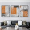 Orange And White Abstract 3PCS Oil Painting On Canvas Handmade Modern Wall Art Picture Office Home Decoration Paintings Unframed 1