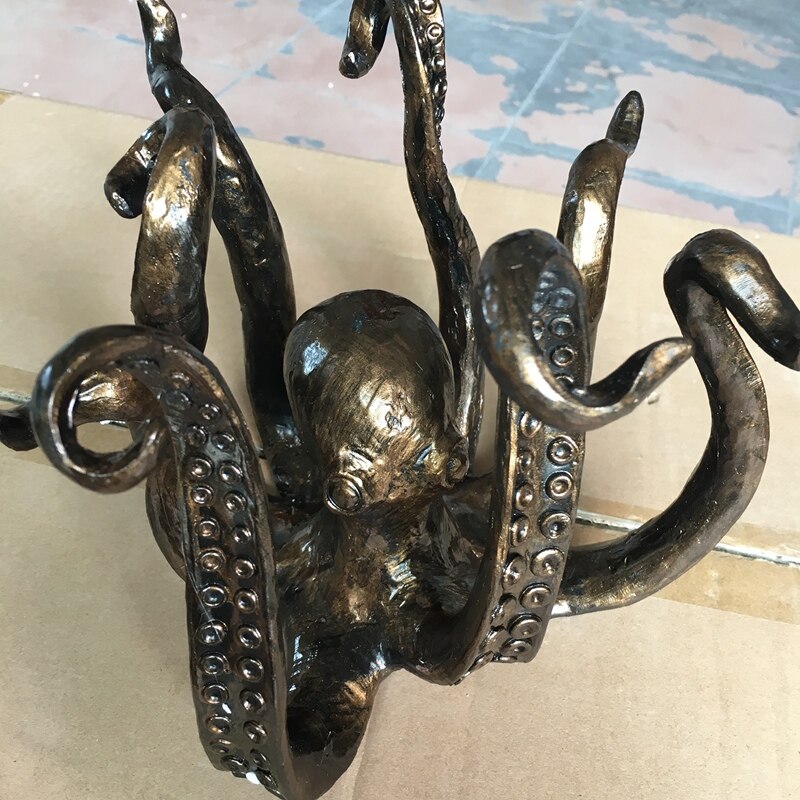 JHD-Octopus Tea Cup Holder Large Decorative Resin Octopus Table Topper Statue For Home Office Decoration 5
