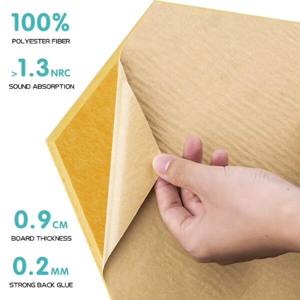 12Pcs Hexagon Self-adhesive Soundproofing Wall Panels Sound Proof Acoustic Panel Study Bedroom Nursery Wall Decor Home Decor 4