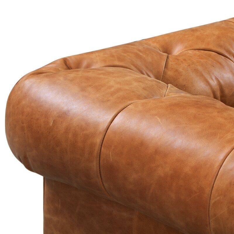 Modern Elegant Design Living Room Furniture Leather Rolled Arm Sofa 31.1"H x 87.4"W x 33.85"D 5
