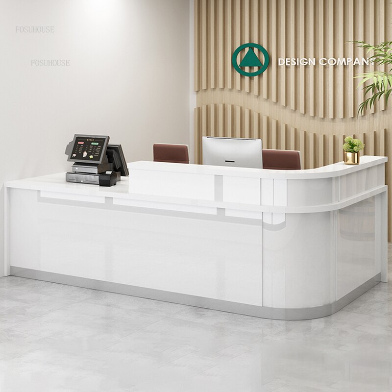 Company Reception Desks Nordic Office Furniture Clothing Store Cashier Counter Corner Bar Counter Simple Modern Commercial Table 3