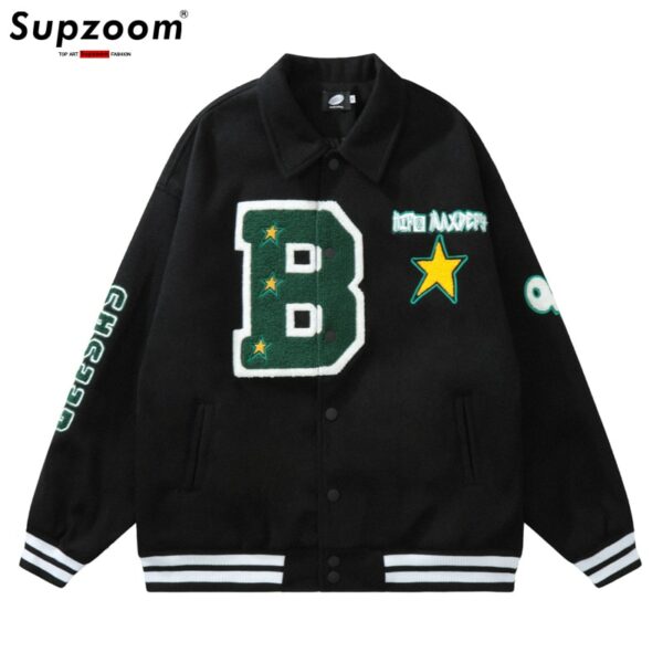 Supzoom New Arrival Rib Sleeve Embroidery Brand Clothing Cotton Loose Casual Bread Top Fashion Coat Bomber Jacket Men Baseball 1