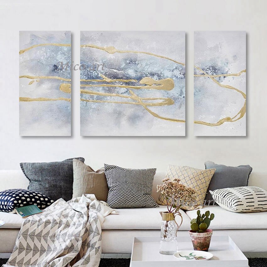 Art Idea Wall Picture Modern Gold Foil Line Abstract Texture Oil Painting For Canvas Unframed Latest Office Decor Showpiece 5