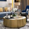 New Fashion Stainless Steel Titanium Marble STONE Round Coffee Table Nordic Luxury Coffee Table Living Room 1