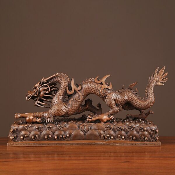 Red Copper Dragon Decoration Home Decorations Living Room Office Copper Crafts Decoration 4