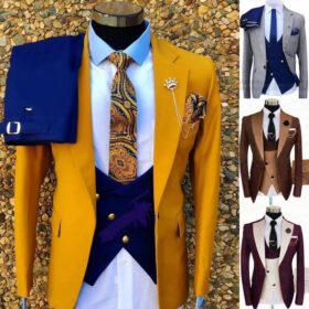 Fashion Wedding Suit For Men Gray Coat Blue Vest Pant Custom Made Plus Size Man Formal Tuxedo trajes de hombre costume homme 턱시도 2