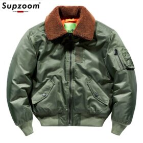 Supzoom New Arrival Fashion Padded Thickened Flight Suit Autumn And Winter Military Cotton Liner Fur Turn-down Collar Bomber Men 1
